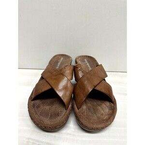 Easy Spirit Bailey women size 8M slip on wedged sandal brown leather
